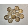Image 1 : x11 Assorted Years 90% Silver Mercury Dimes FV: $1.10