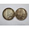 Image 1 : Two 1964 United States 90% Silver Kennedy Half Dollars ~ $1.00 Face Value