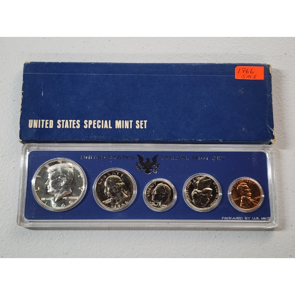 U.S. 1966 Special Mint Set 5-Coin Set Including 40% Silver Kennedy Half Dollar