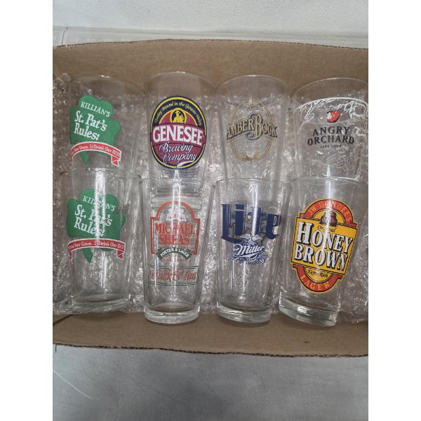 8 - Advertising Beer Pint Glasses - Genesee, Honey Brown, Killian's, ETC - Mint Condition