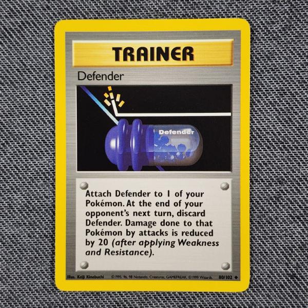 Defender 80/102 Uncommon Trainer Vintage Base Set Pokemon Trading Card in Near Mint Condition!