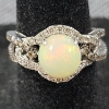 Image 4 : ABSOLUTELY GORGEOUS 14K WHITE GOLD RING FEATURING STUNNING OPAL & DIAMONDS ~ Weighs 5.2 Grams
