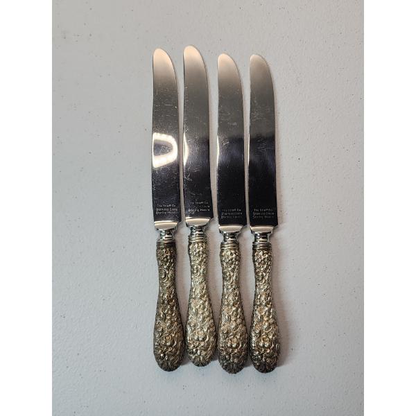 x4 Steiff "Rose" Sterling Silver Handle Knives TW: 273.9g