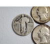 Image 2 : Lot of 5 Assorted U.S. 90% Silver Quarters: Standing Liberty & Washington FV: $1.25