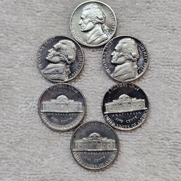 United States Jefferson Nickel Proof Coins (1973-1977) FV: $.30