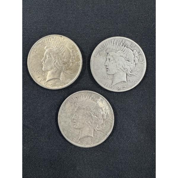 3 United States Silver Dollars - 1922-S, 1923 & 1926-D - Authentic US Silver Dollars
