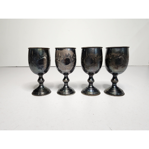 Lot of 4 Sterling Silver Mini Goblets Cups TOTAL Weight: 135.0g