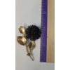 Image 5 : Vintage Hand-Carved Black Flower Costume Brooch With Gold Filled Stem - Weight: 6.4g