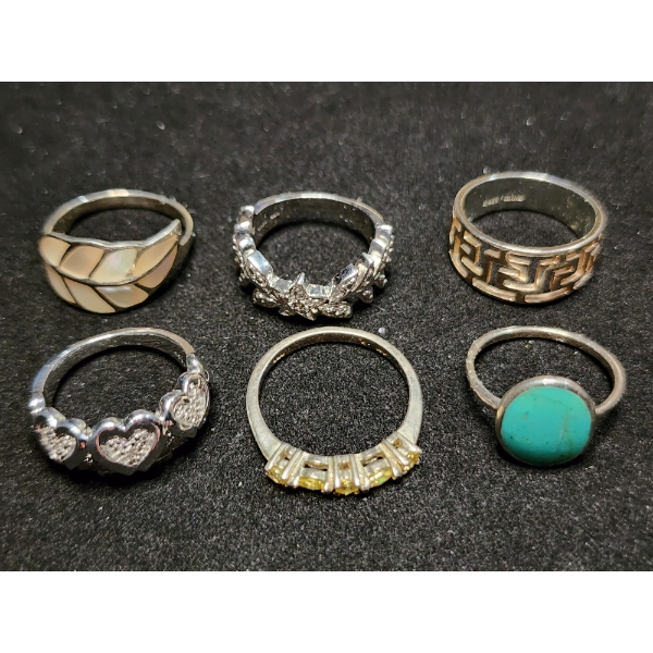 Stunning Sterling Silver Rings Ft. Turquoise Stone & More  - Total Weight: 17.9 Grams