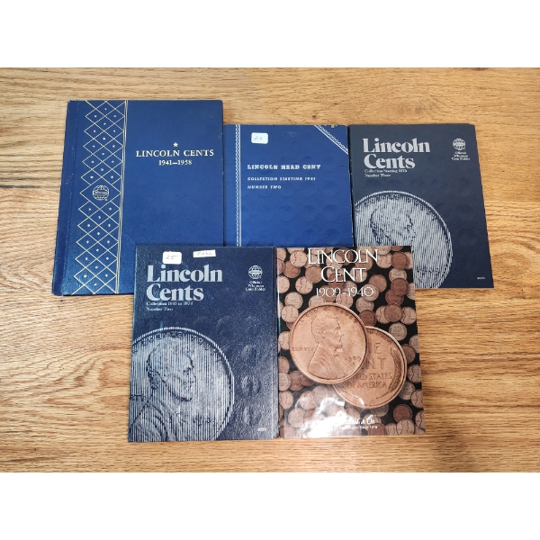 Lot of (5) Coin Collection Book - Coins Included! See Description & Photos!