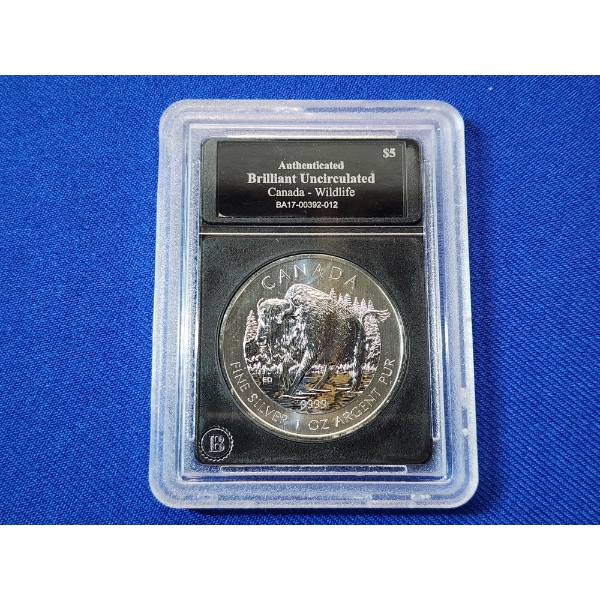 The Bradford Exchange Mint BU 2013 Canada Wildlife $5 1oz .9999 Silver Coin