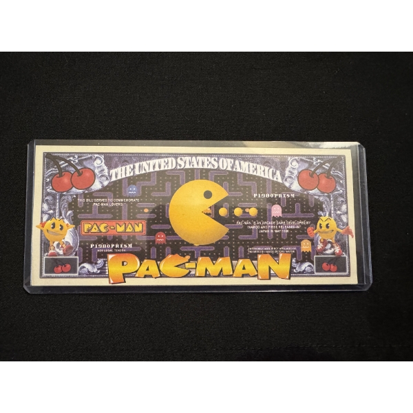 Vintage Pac-Man Million Dollar Bill In Mint Condition In Protective Holder - Limited Edition