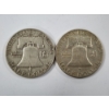 Image 4 : Two 90% Silver United States Franklin Half Dollars ~ 1957-D & 1960-D ~ $1.00 Face Value