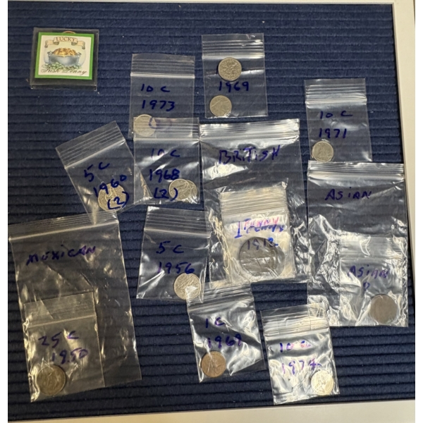 Miscellaneous Coins - Mexican - British - Asian - Canadian - Lucky Irish Penny - ETC.