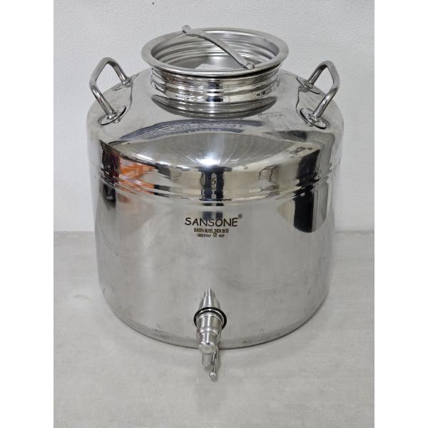 2 Sansone 15 Liter Fusti Tanks - Europa INOX 18/10 Stainless Steel with Spout - Made in Italy