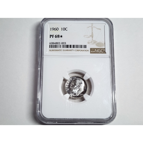 1960 Silver Roosevelt Dime Graded NGC PF 68* - Exceptional Appeal! 