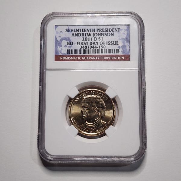 NGC BU First Day of Issue 2011-D Andrew Johnson United States Dollar