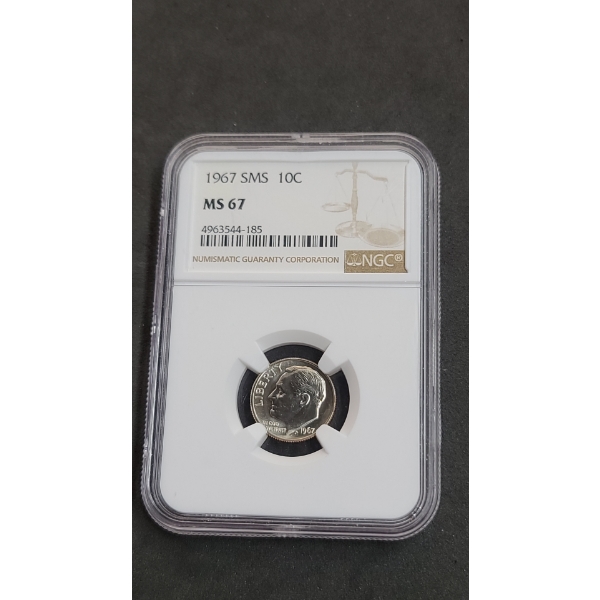 1967 NGC SMS MS67 Roosevelt Dime  