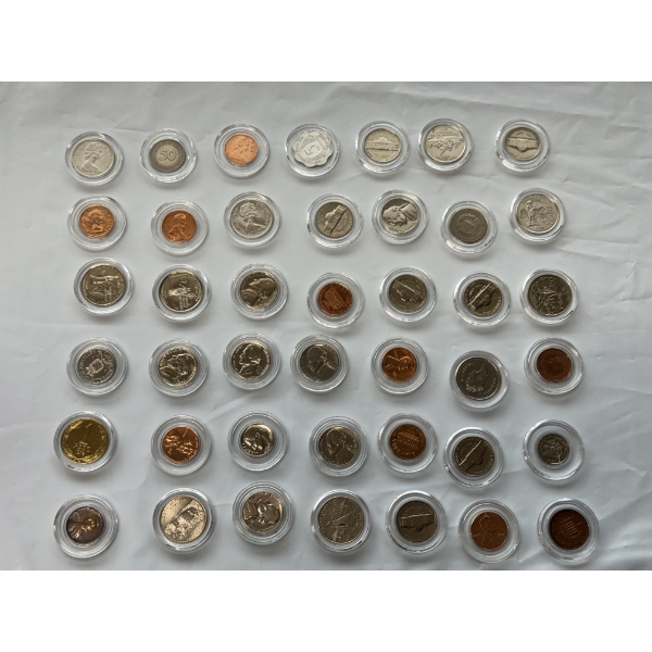 Lot Of 42 Coins In Protective Case - Good Condition 