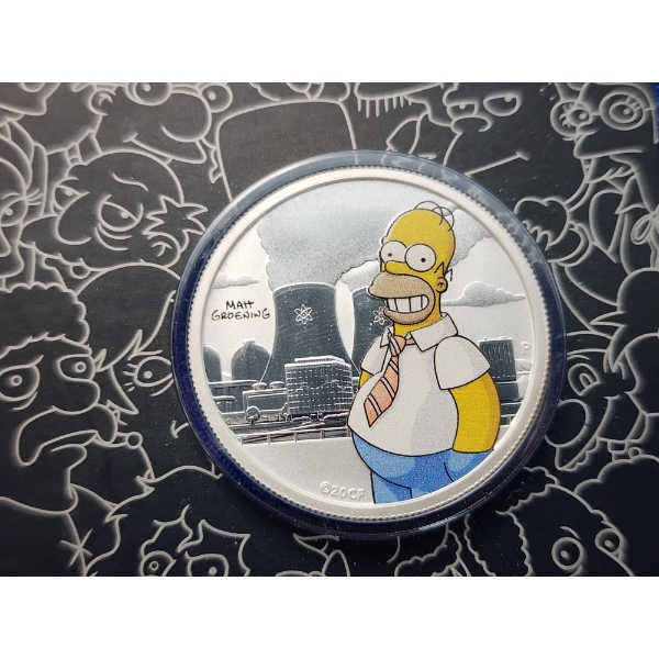 Homer Simpson 1/2 oz .9999 Fine Silver Colorized Coin - The Perth Mint Australia