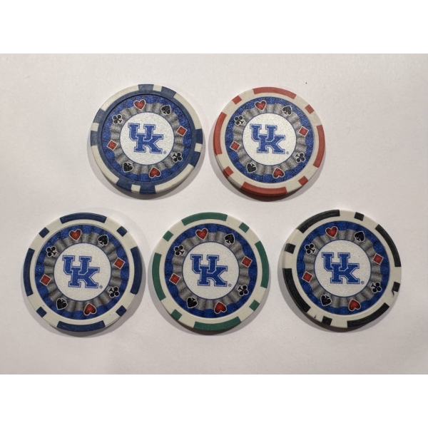 Limited Edition University of Kentucky Wildcats Clay Poker Chip Set - Mint Condition - Complete Set 