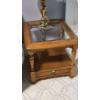 Image 3 : PICKUP IN NORTHFIELD - Pair Of Oak End Tables 27 x 22 x 20  Glass Top Inserts - See Pics - (All Item
