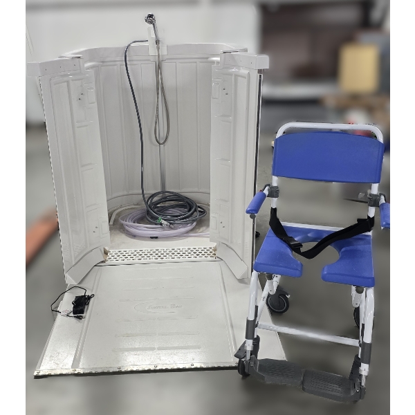 Shower Bay - Portable Shower with Shower Chair - 51"H x 43"W x 81"D (depth incl Ramp)
