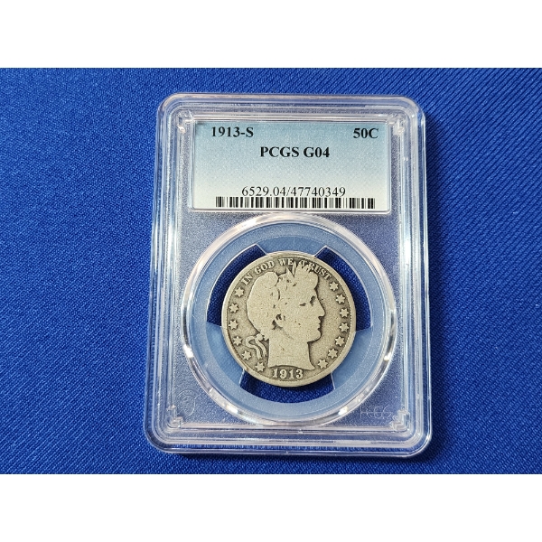 1913-S PCGS G04 Silver Barber Half Dollar