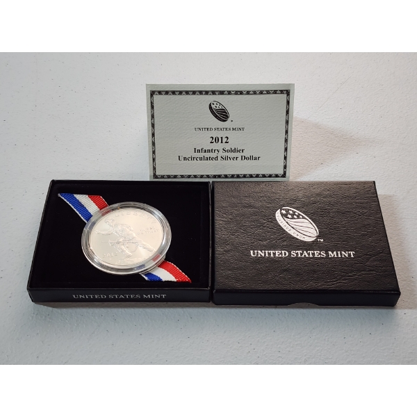 2012-W Infantry Soldier Uncirculated 90% Silver Dollar - In Presentation Box w/ CoA