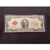 Image 1 : Rare 1928 United States Jefferson $2.00 Red Seal Bill With Funny Back In Protective Holder 