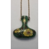 Image 3 : Vintage Chinese Cloisonné Green Enamel Vase/Urn Pendant Necklace With Gold Filled Chain 