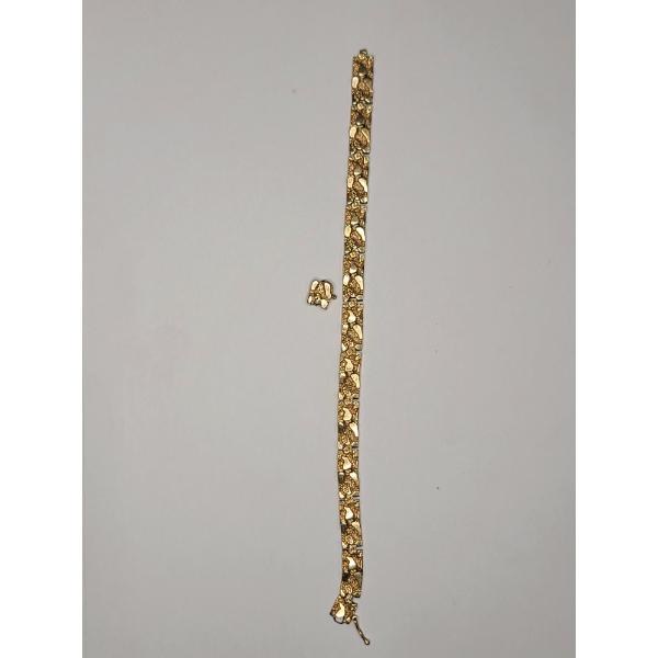 14K Yellow Gold Nugget Bracelet (Damaged) - Weight: 19g