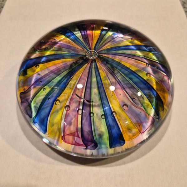 Fantastic Art Glass Creation In Shape Of Sea Urchin 5" Across by 1 1/2" High  Gorgeous Colors