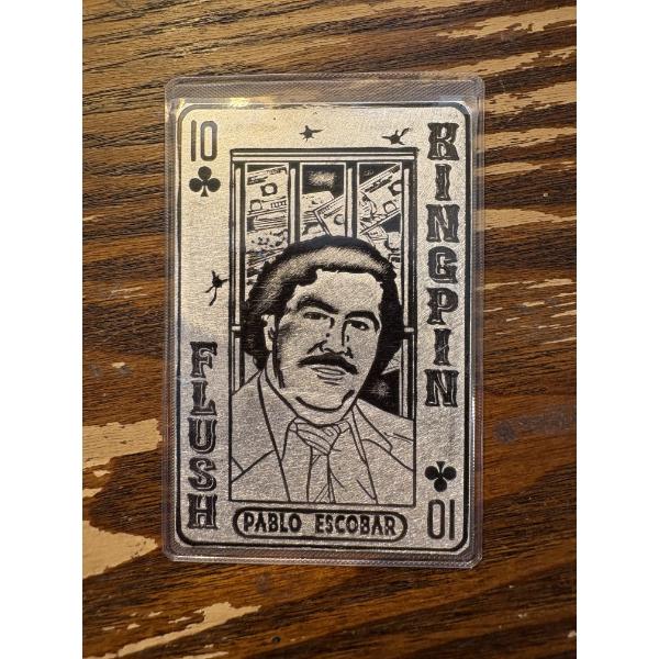 Pablo Escobar 1 Troy Oz Silver Card - 10 of Clubs - Kingpin Flush Series 322/350 - STL Mint