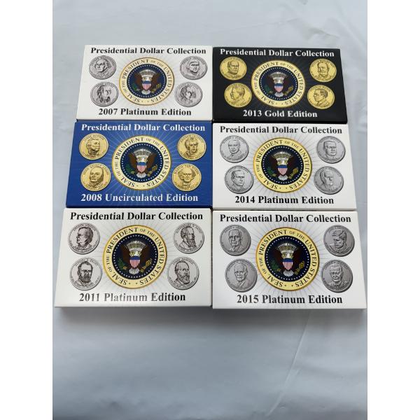 Six Assorted U.S. Presidential Dollar Platinum Edition Sets - Mint Condition