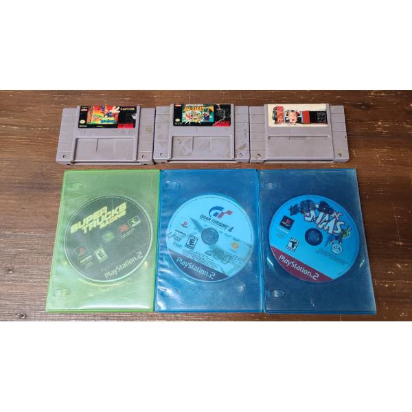 (3) *Untested* 90's Super Nintendo Cartridges & (3) *Untested* PlayStation 2 Games 