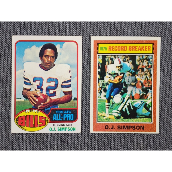 Two 1976 Topps O.J. Simpson Football Trading Cards