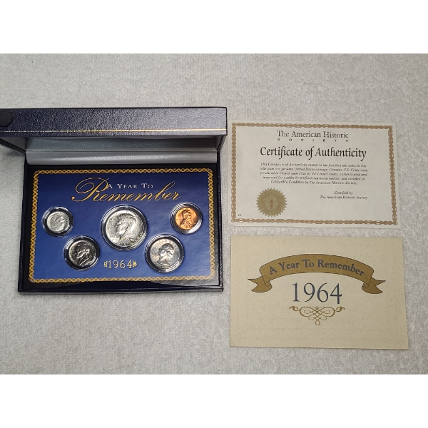1964 A Year To Remember Coin Collection Display - $0.85 Face Value in 90% Silver 