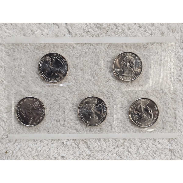 Set of Five United States Quarters from the 50 State Quarters Program - AFV $1.25