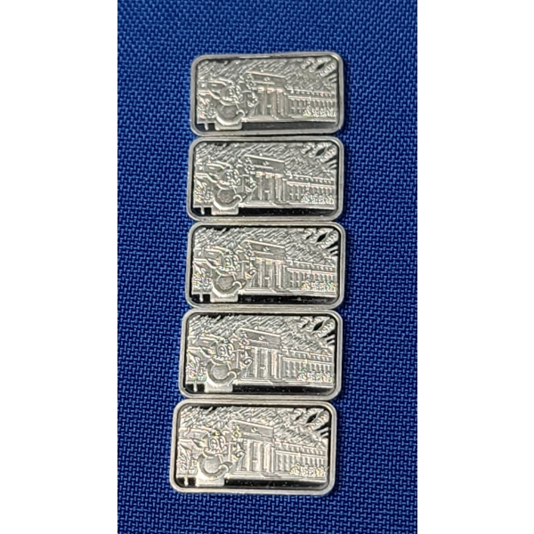 (5) Limited Edition Pit Bullion 1/10 Troy Ounce .999 Fine Silver Bars-Fun With Willy Federal Reserve