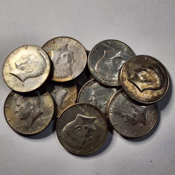 Ten Assorted 40% Silver United States Kennedy Half Dollars ~ Face Value $5.00