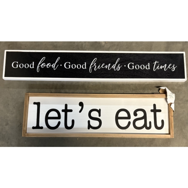 (2) Kitchen Wall Hanging Decor Signs - 36" x 6" & 28" x 8"