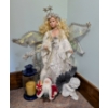 Image 1 : Beautiful 20" Collectors Angel Doll, Sitting Resin Angel, Metal Lantern, And Santa Doll