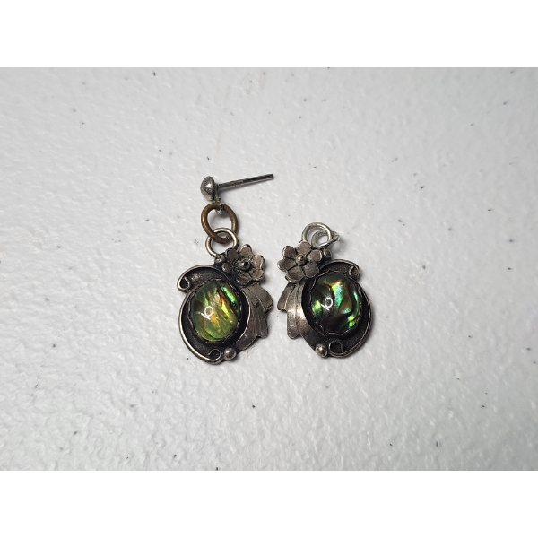 Sterling Silver Abalone Dangle Earrings TW: 3.1g