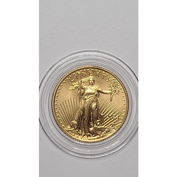 United States 2024 1/4 Oz American 91.67% Gold Eagle $10 Bullion Coin In Coin Capsule -AGW: 0.2500oz