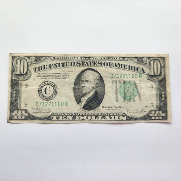United States Series 1934 C $10 Green Seal Federal Reserve Note