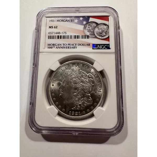 1921 United States Morgan Silver Dollar - 100th Anniversary - Graded NGC MS 62