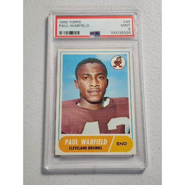 Rare 1968 Topps Paul Warfield Cleveland Browns #49 Trading Card Graded PSA Mint 9 Excellent Card!