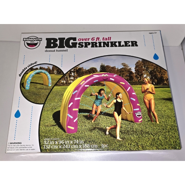 Big Mouth Inc. Giant Donut Tunnel Over 6ft Tall Inflatable Yard Sprinkler - New in Box
