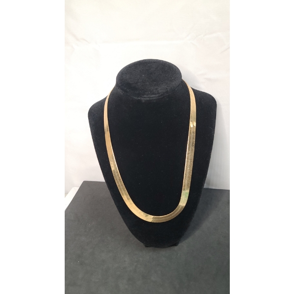 Gold Plated Sterling Silver 20" Herringbone Necklace - Weight: 32.9g